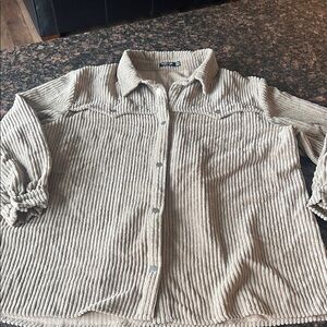 Nasty Gal Beige Corduroy Button-Up Shirt Size 12